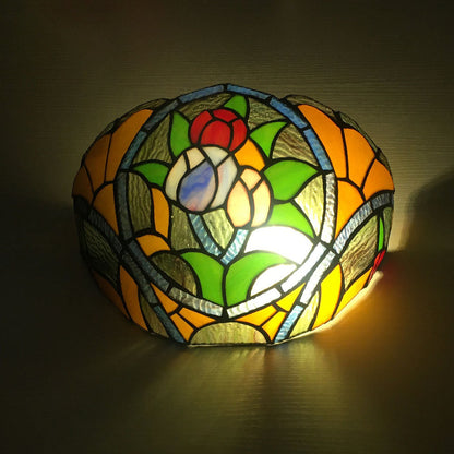 Tiffany Flower Dragonfly 1-Light Wall Sconce Lamp
