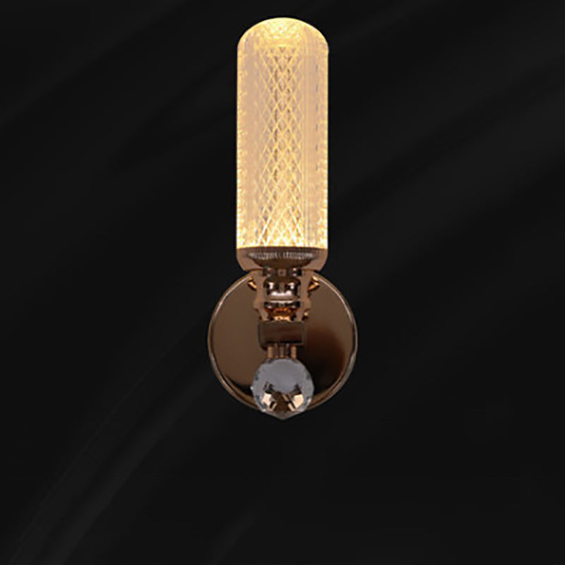 Cylindrical Hardware Acrylic 1-Light Wall Sconce Lamp