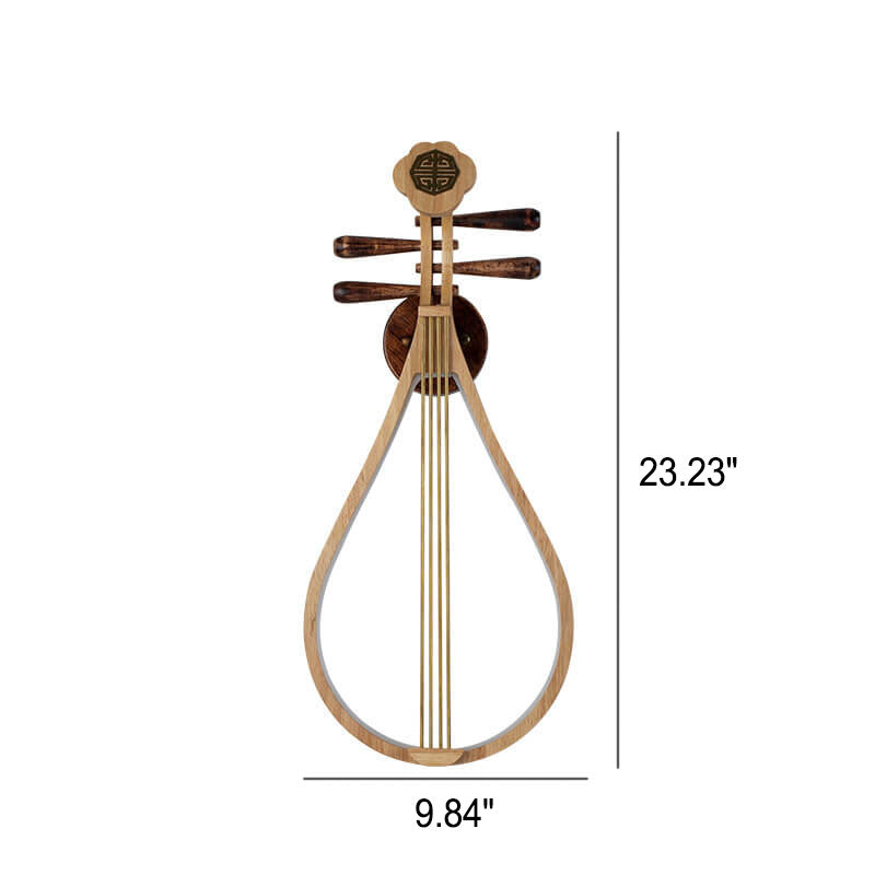 Chinese Pipa Instrument Zen Decoration LED Wall Sconce Lamp