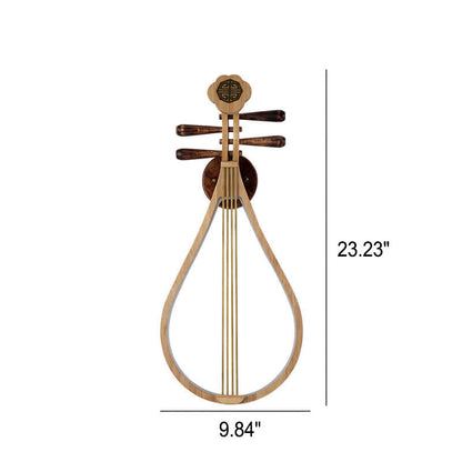 Chinese Pipa Instrument Zen Decoration LED Wall Sconce Lamp