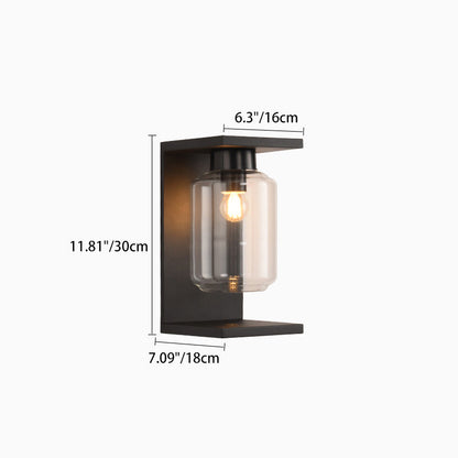 Waterproof Steel Cylinder Glass 1-Light Wall Sconce Lamp