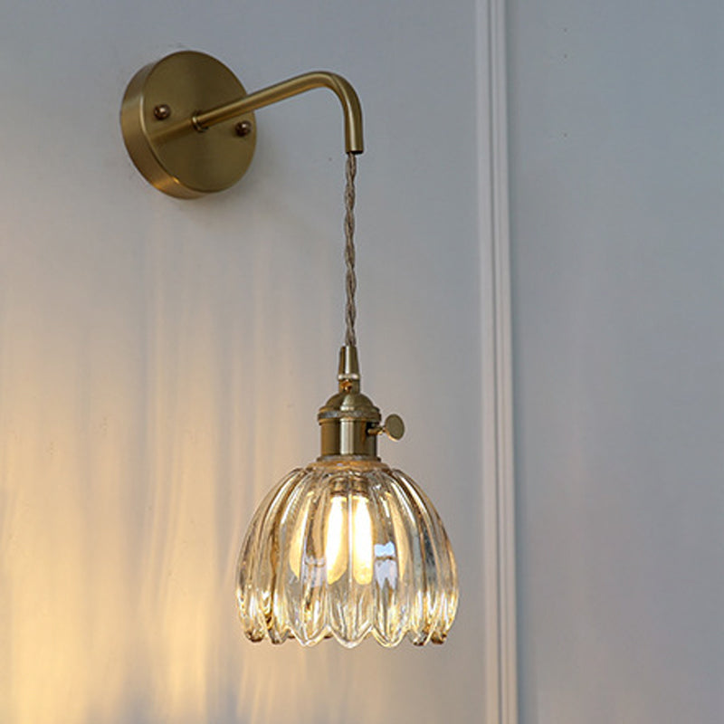 Art Deco Flower Bud Glass Shade 1-Light Wall Sconce Lamp
