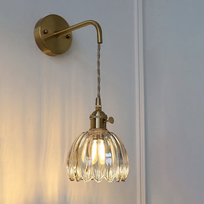 Art Deco Flower Bud Glass Shade 1-Light Wall Sconce Lamp