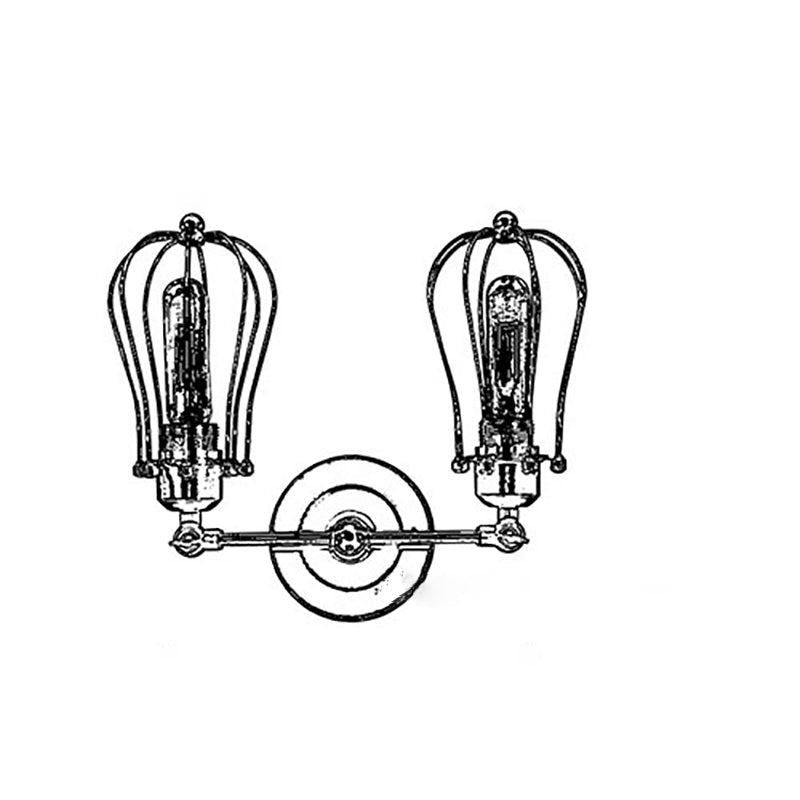 Industrial Iron Frame 1/2-Light Wall Sconce Lamp