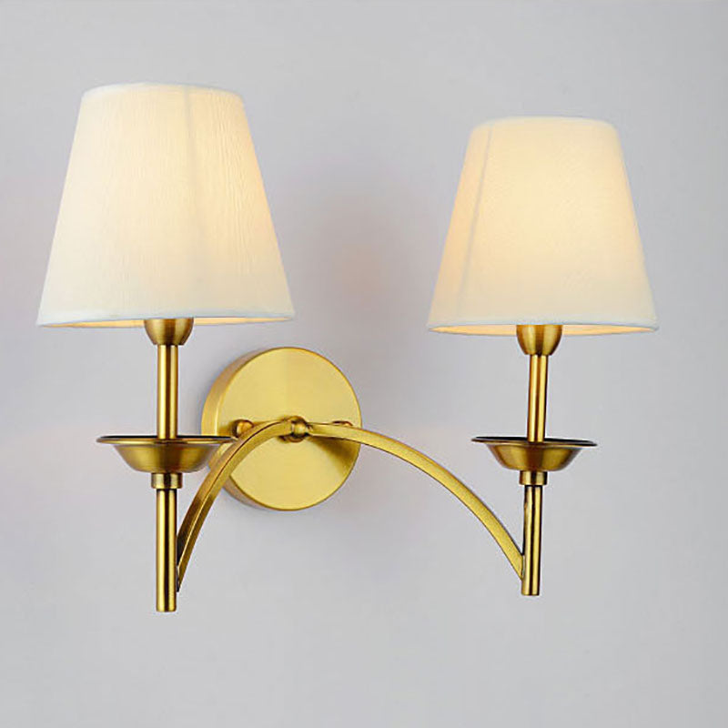 Mid-Century Iron Fabric Cylinder 1/2 Light Wall Sconce Lamp