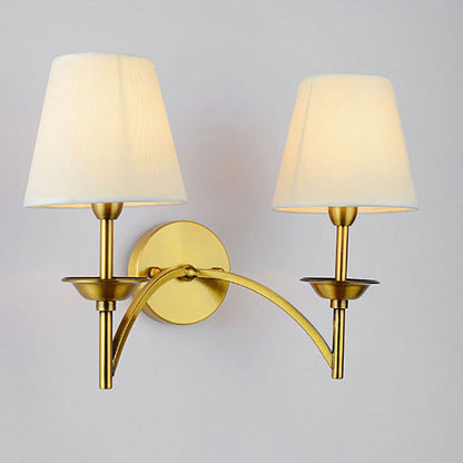 Mid-Century Iron Fabric Cylinder 1/2 Light Wall Sconce Lamp