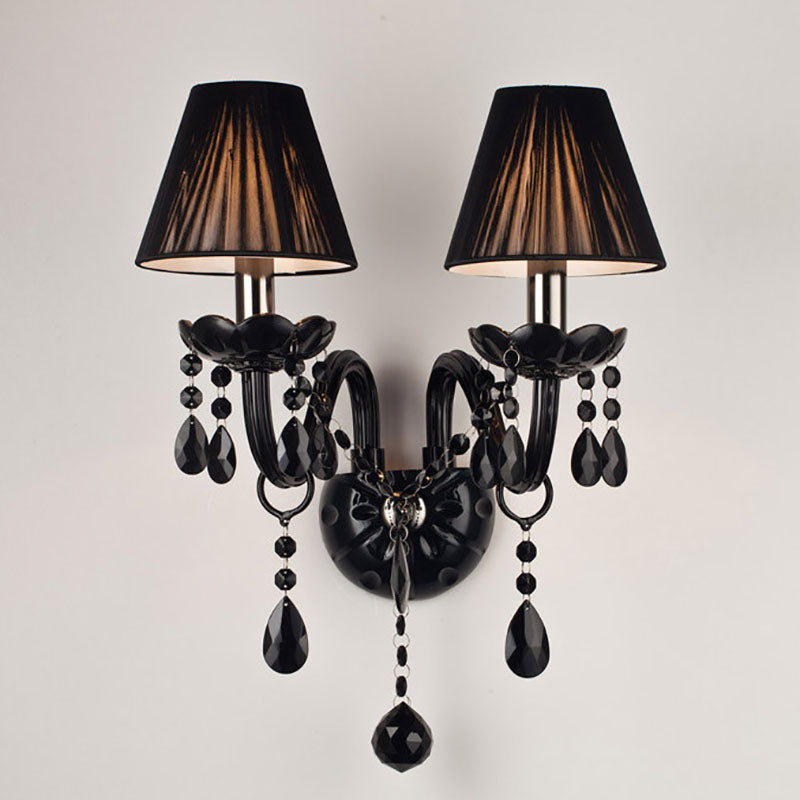 Round Petal Shaped Crystal Glass 1/2 Light Wall Sconce Lamp