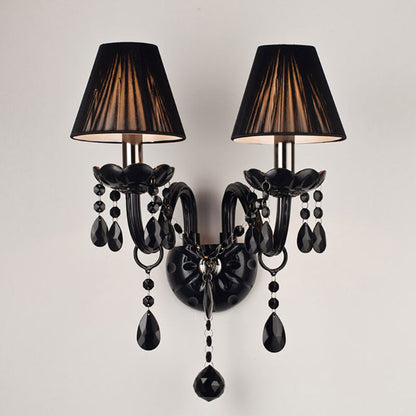 Round Petal Shaped Crystal Glass 1/2 Light Wall Sconce Lamp
