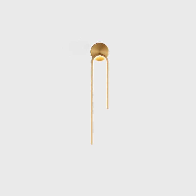 Minimalist Copper Aluminum Round Hook LED Wall Sconce Lamp