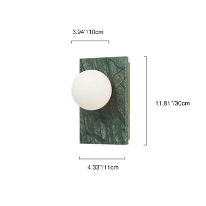 Marble Square Base Glass Ball 1-Light Wall Sconce Lamp