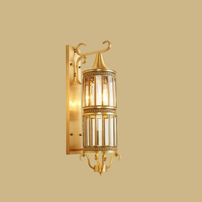 European Light Copper Glass 1/3-Light Wall Sconce Lamp