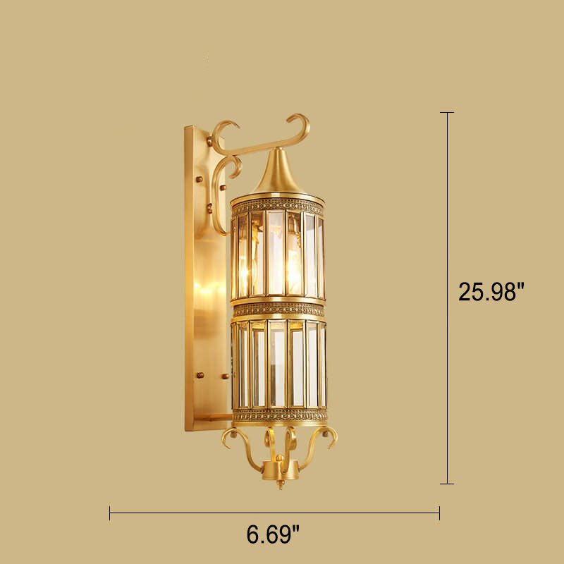 European Light Copper Glass 1/3-Light Wall Sconce Lamp