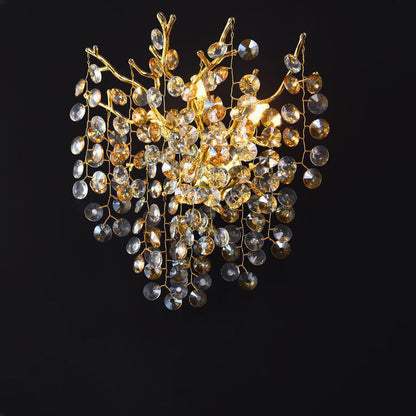 Aluminum Crystal Branch Bead 2/3 Light Wall Sconce Lamp