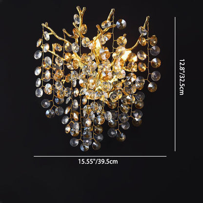 Aluminum Crystal Branch Bead 2/3 Light Wall Sconce Lamp