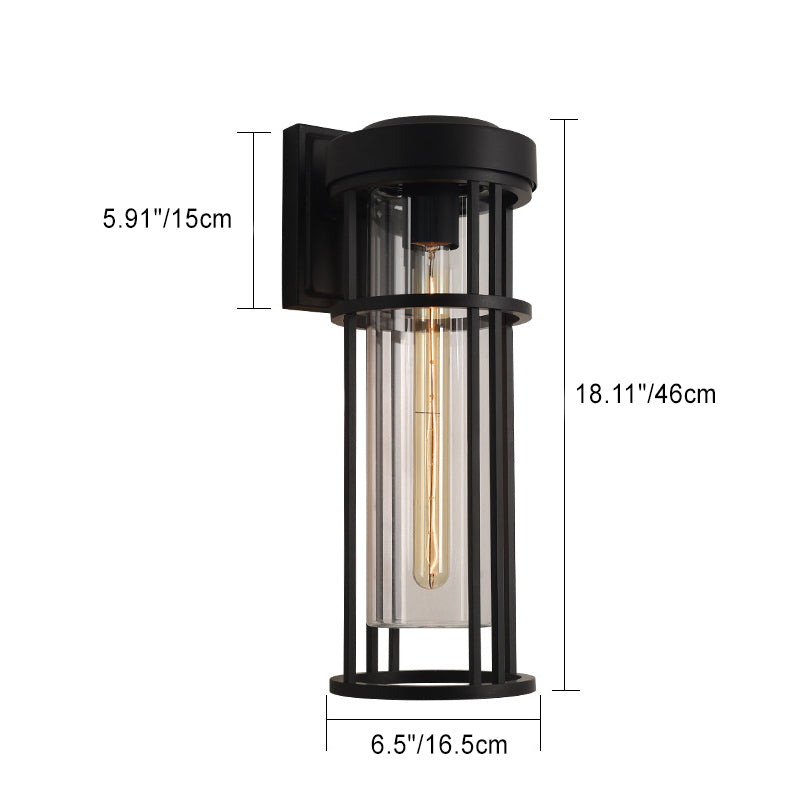 Simplicity Glass Cylinder 1-Light Outdoor Wall Sconce Lamp