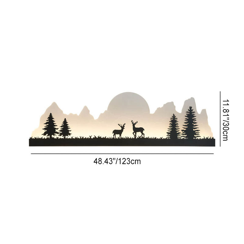 Chinese Landscape Painting Outside LED Wall Sconce Lamp