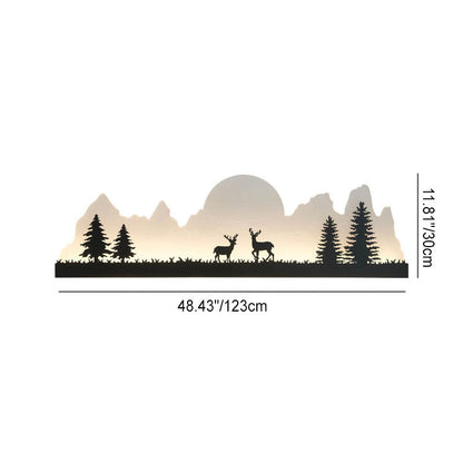 Chinese Landscape Painting Outside LED Wall Sconce Lamp