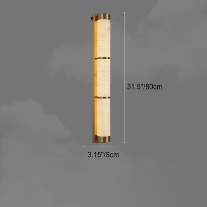 Light Luxury Full Copper Marble Column LED Wall Sconce Lamp