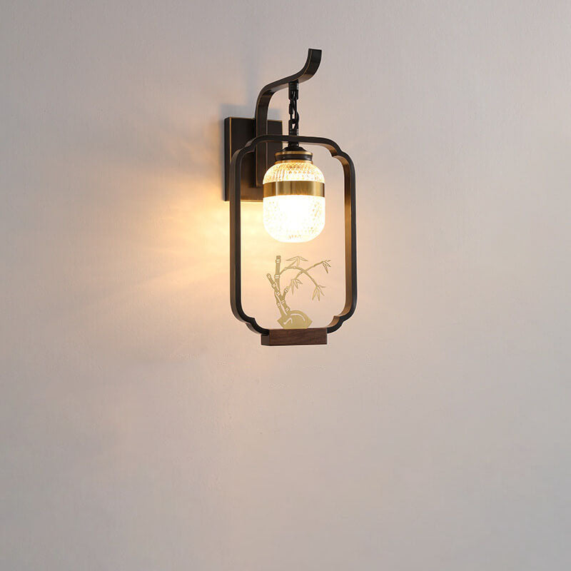 Light Plant Copper Crystal Glass 1-Light Wall Sconce Lamp