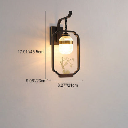 Light Plant Copper Crystal Glass 1-Light Wall Sconce Lamp