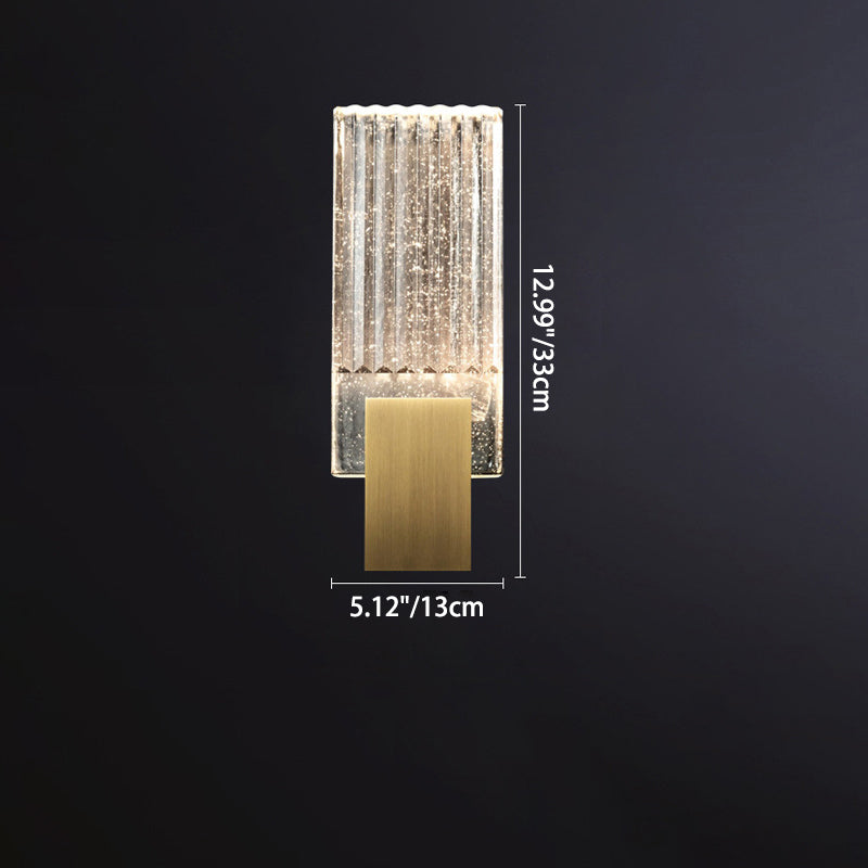 Minimalist Rectangular Copper Crystal LED Wall Sconce Lamp