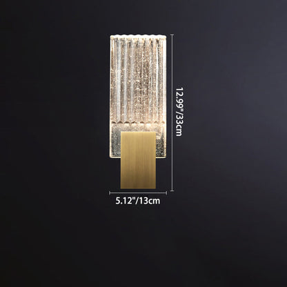 Minimalist Rectangular Copper Crystal LED Wall Sconce Lamp