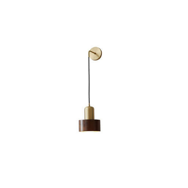 Light Luxury Copper Walnut Round 1-Light Wall Sconce Lamp