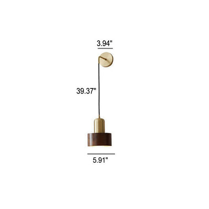 Light Luxury Copper Walnut Round 1-Light Wall Sconce Lamp