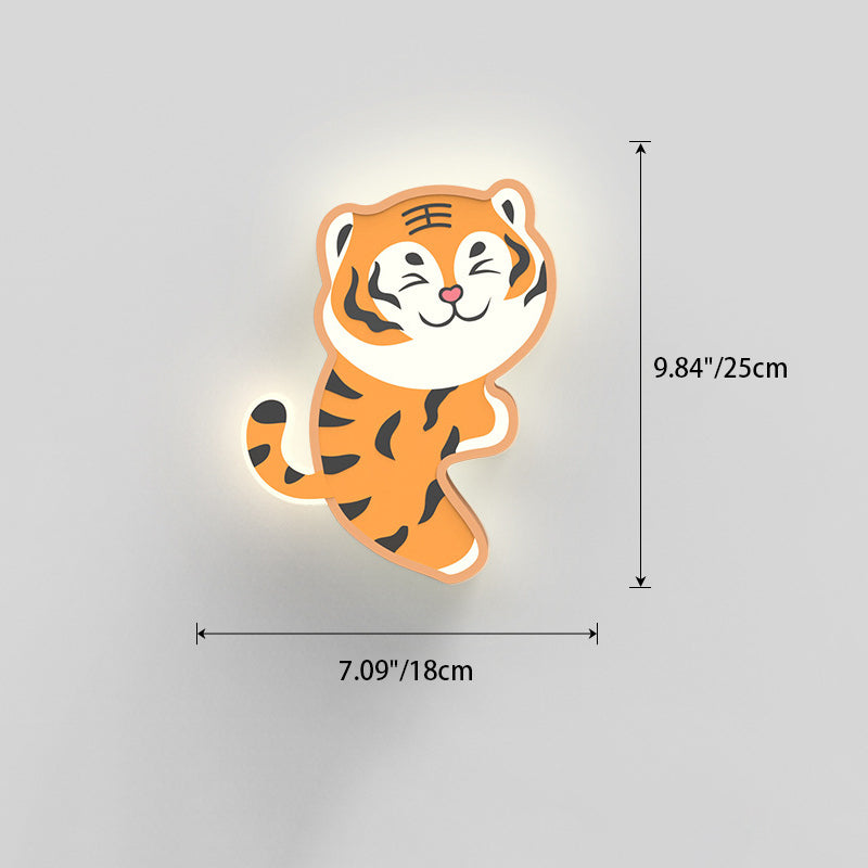 Cartoon Tiger Acrylic Design Iron LED Wall Sconce Lamp