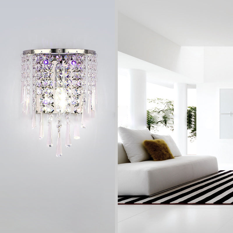 Half Beads Stainless Steel Crystal 1-Light Wall Sconce Lamp