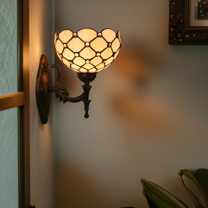 Tiffany Half Circle Alloy Iron 1-Light Wall Sconce Lamp