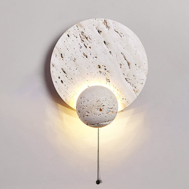 Cream Double Disc White Travertine LED Wall Sconce Lamp