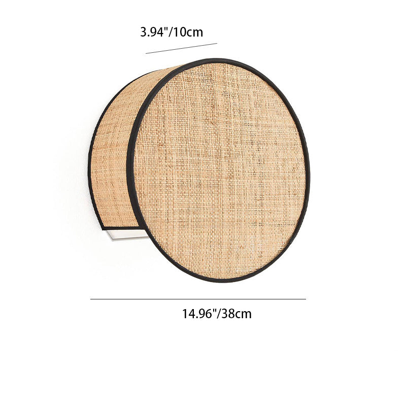 Boho Rattan Weaving Cylinder Shade 1-Light Wall Sconce Lamp