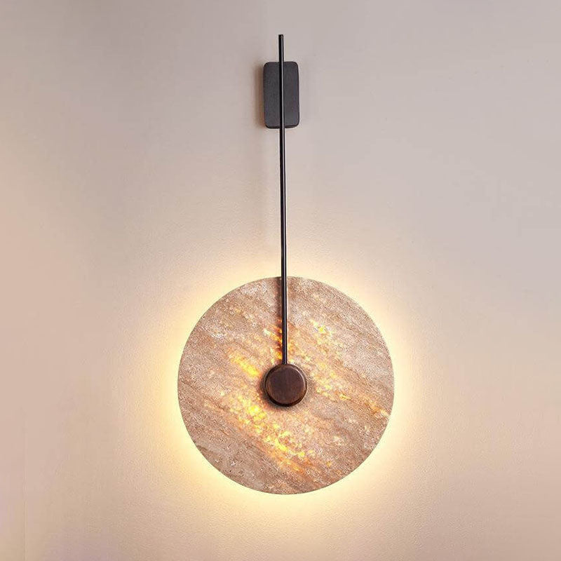 Scandinavian Iron Yellow Travertine LED Wall Sconce Lamp