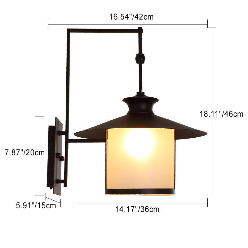 Waterproof Glass Conic Cylinder 1-Light Wall Sconce Lamp