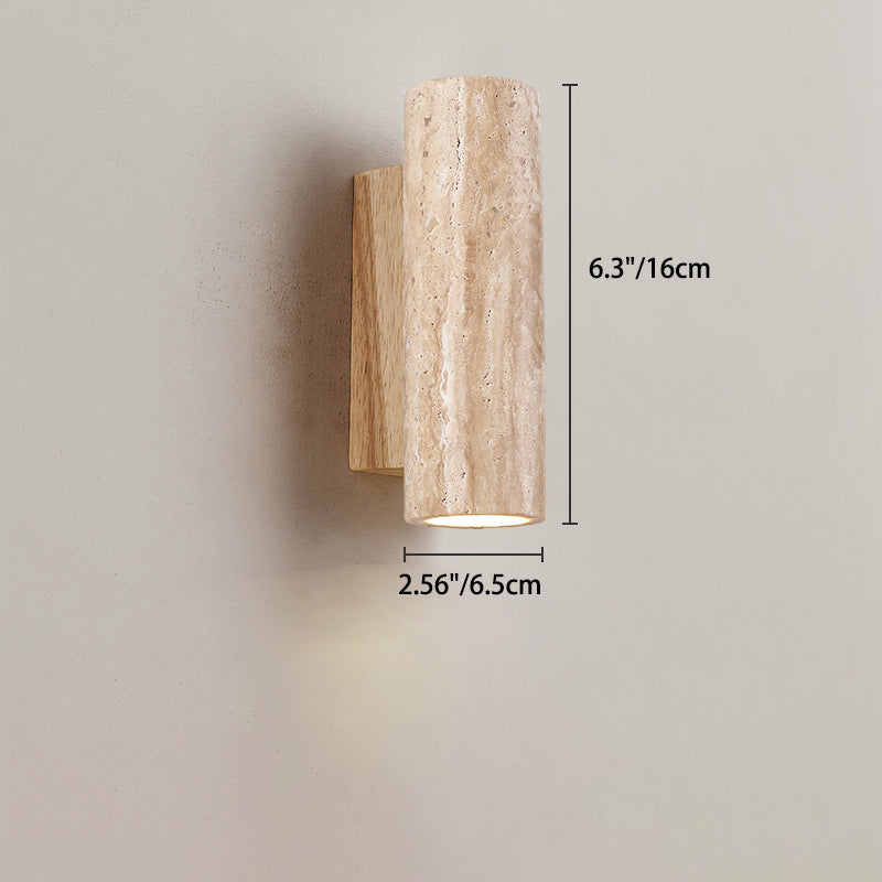 Japanese Wood Cubic Cylinder 1-Light Wall Sconce Lamp