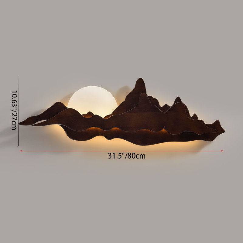 Traditional Chinese Wood Landscape LED Wall Sconce Lamp