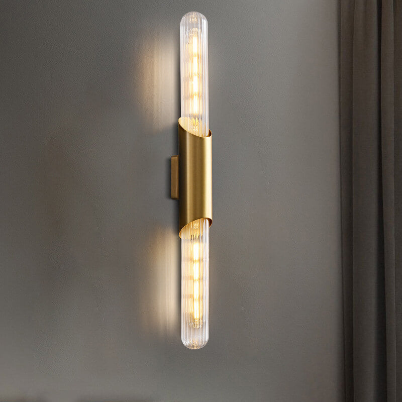 Retro All Copper Long Bar Design 2-Light Wall Sconce Lamp