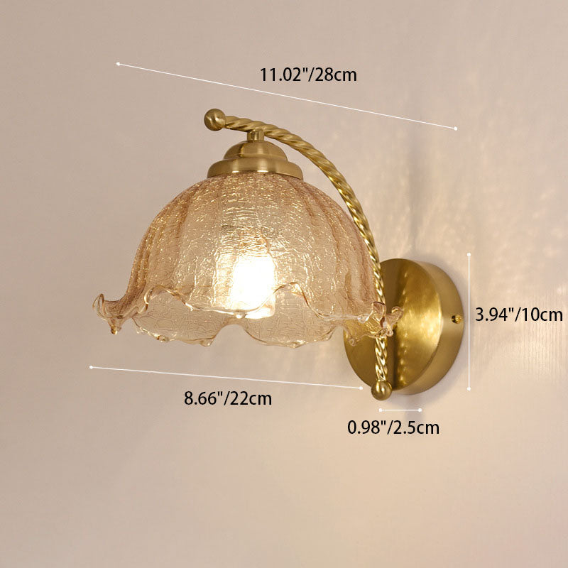 French Floral Hardware Glass 1-Light Wall Sconce Lamp