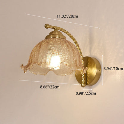 French Floral Hardware Glass 1-Light Wall Sconce Lamp