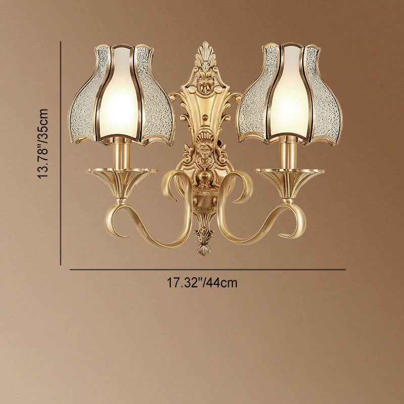 Full Copper Glass Umbrella Shape 1/2-Light Wall Sconce Lamp