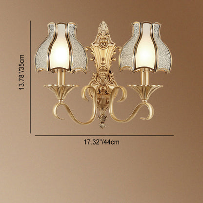 Full Copper Glass Umbrella Shape 1/2-Light Wall Sconce Lamp