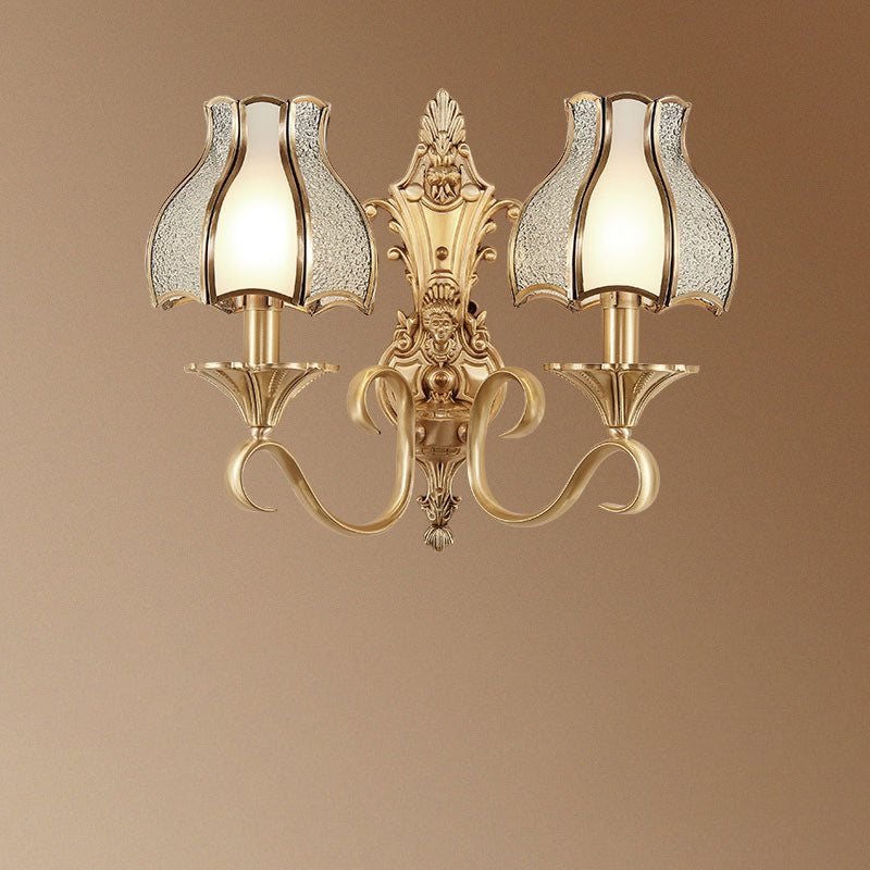 Full Copper Glass Umbrella Shape 1/2-Light Wall Sconce Lamp
