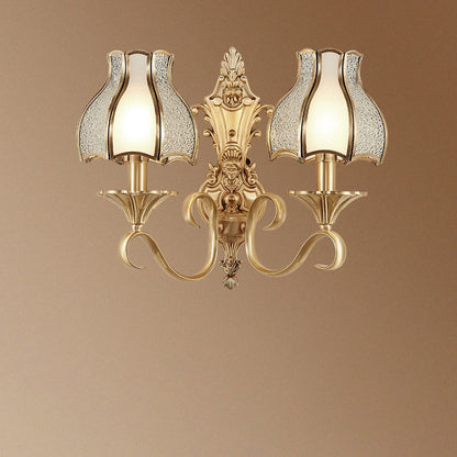 Full Copper Glass Umbrella Shape 1/2-Light Wall Sconce Lamp