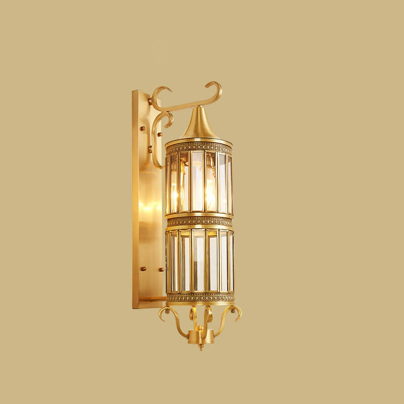 Copper Glass Tubular Shade 1/3-Light Wall Sconce Lamp