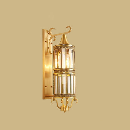 Copper Glass Tubular Shade 1/3-Light Wall Sconce Lamp