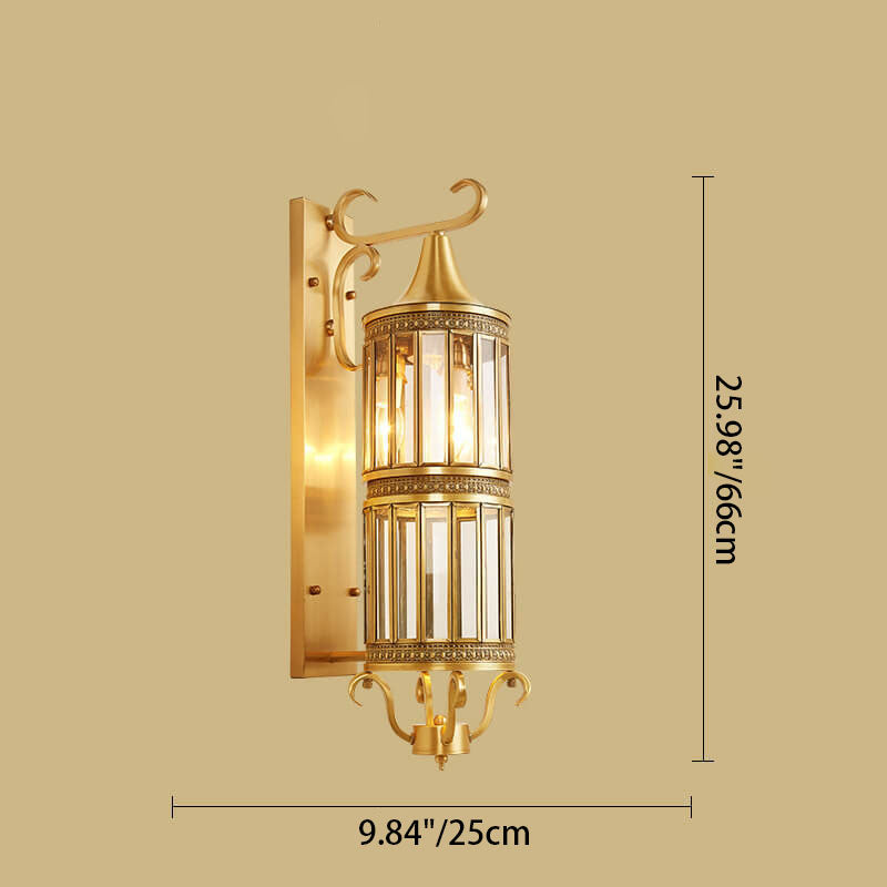 Copper Glass Tubular Shade 1/3-Light Wall Sconce Lamp