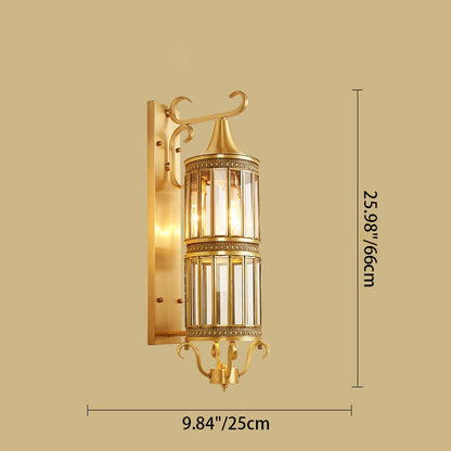 Copper Glass Tubular Shade 1/3-Light Wall Sconce Lamp