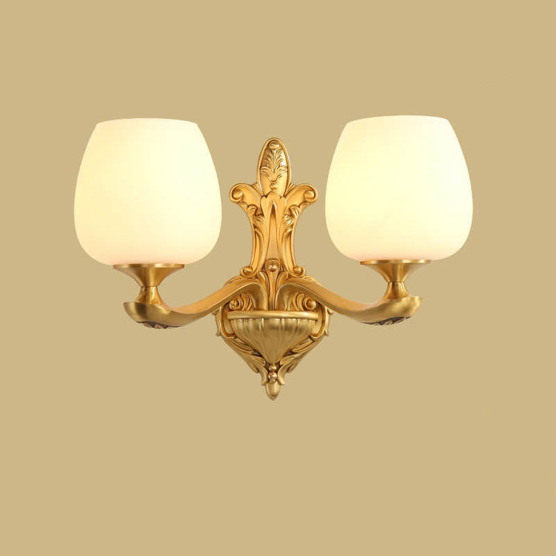 Light Glass Gold-Finished Frame 1/2 Light Wall Sconce Lamp