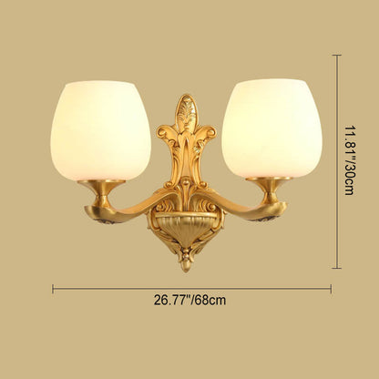 Light Glass Gold-Finished Frame 1/2 Light Wall Sconce Lamp